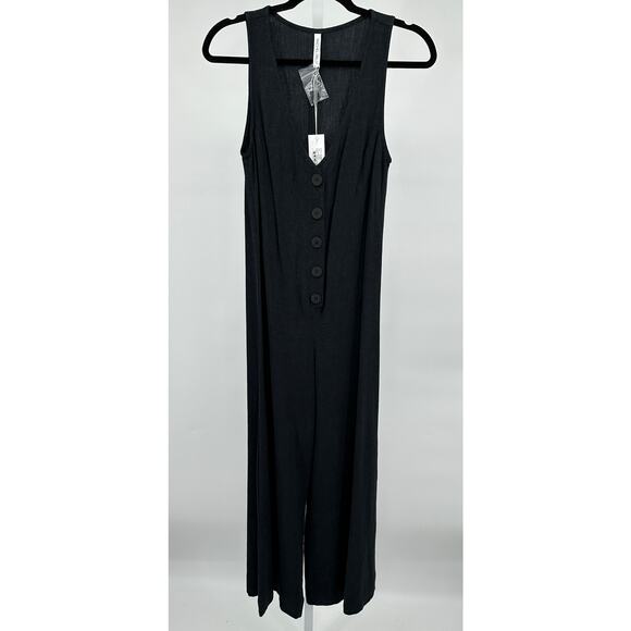 Rachel Pally Linen Button Front Sleeveless Jumpsuit‎ Black Small New - Picture 3 of 9